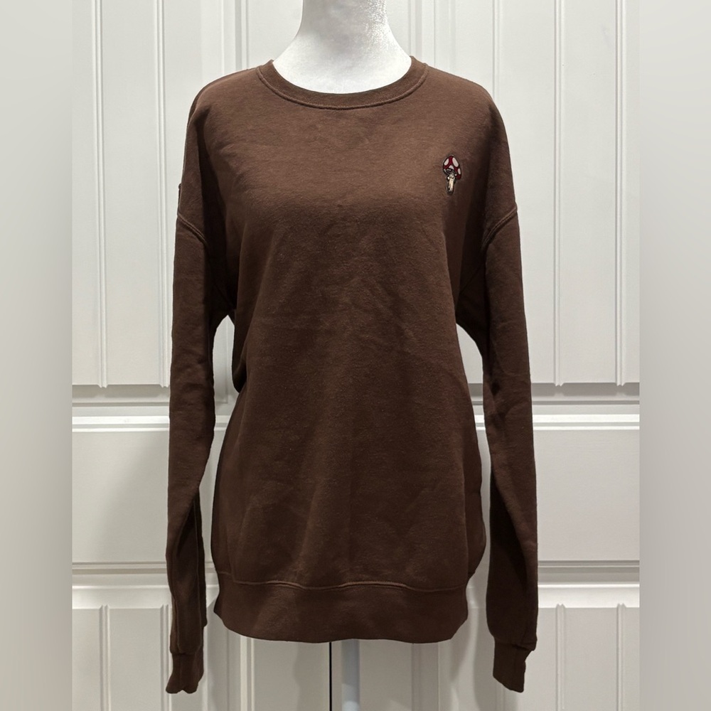 Bowery Supply Co Brown Men’s With Embroidered Mushroom Sweatshirt Size M